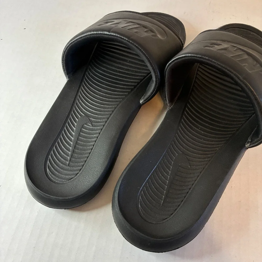 Nike Victori One Men 12 Black Slide Sandals CN9675-003 Triple Black Sport Shoes